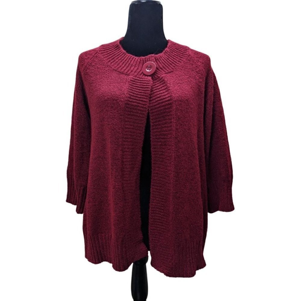 Carolyn Taylor Cardigan Small Maroon Button